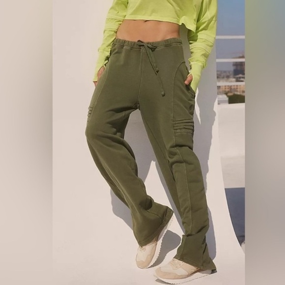 Free People Movement Best of Straight-Leg Green Sweatpants - Picture 1 of 7